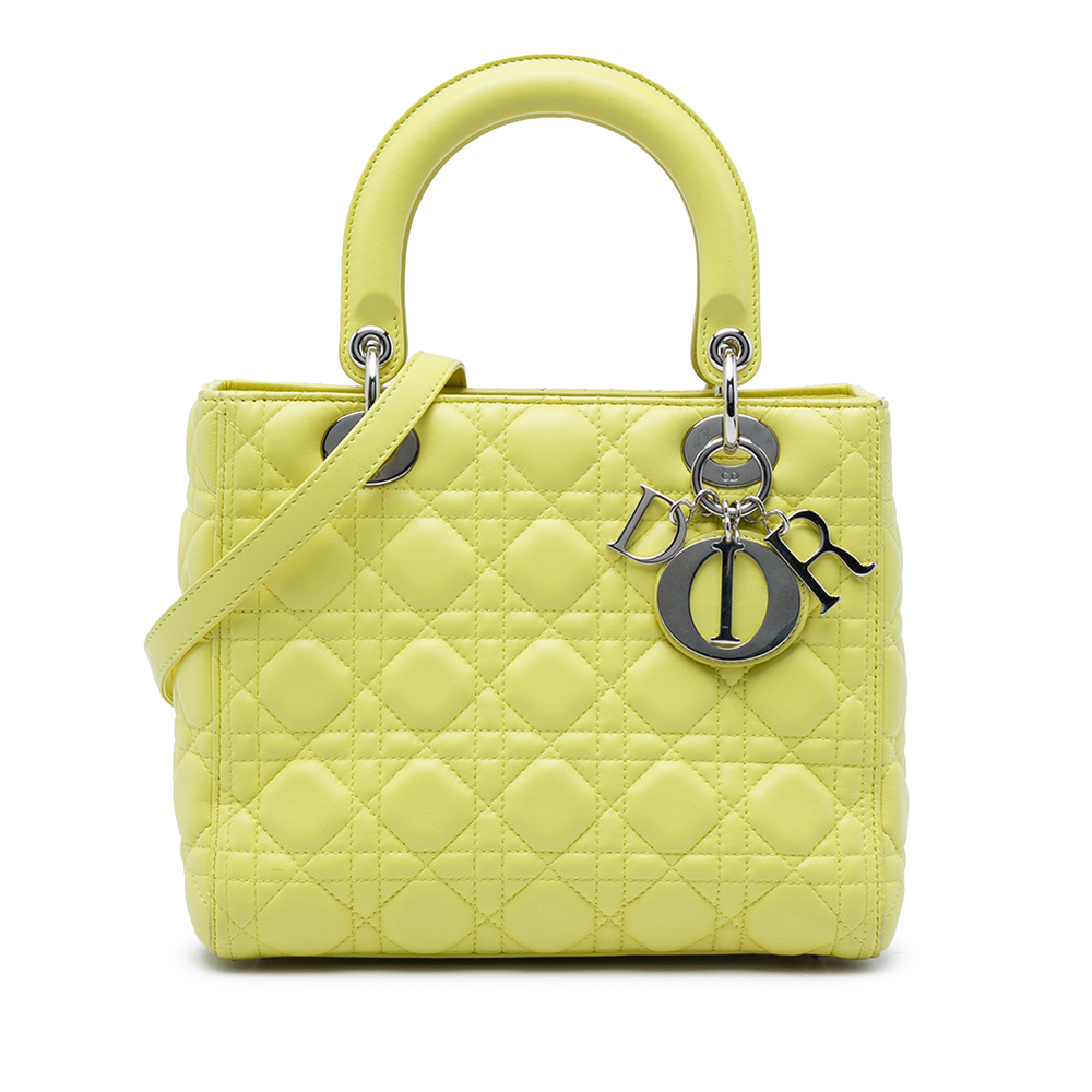 Pre-Loved Dior Medium Lambskin Cannage Lady Dior